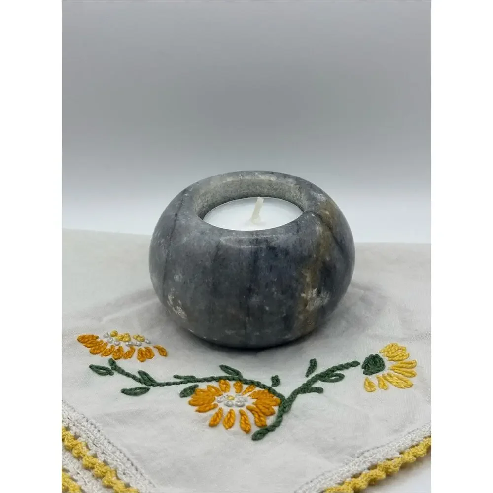 Modern Elegant Gray Marble Tealight Candle Holder Heavy